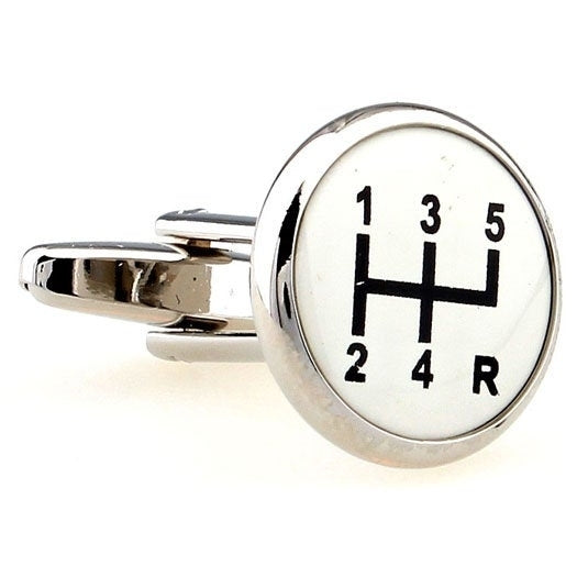 Gear Shifter Black and White Car Gears Shift Automobile 5 Speed Manual Shifter One of Kind Cufflinks Cufflinks Image 1