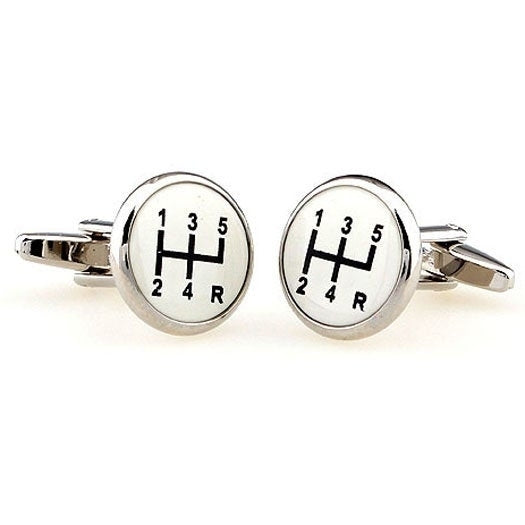 Gear Shifter Black and White Car Gears Shift Automobile 5 Speed Manual Shifter One of Kind Cufflinks Cufflinks Image 2