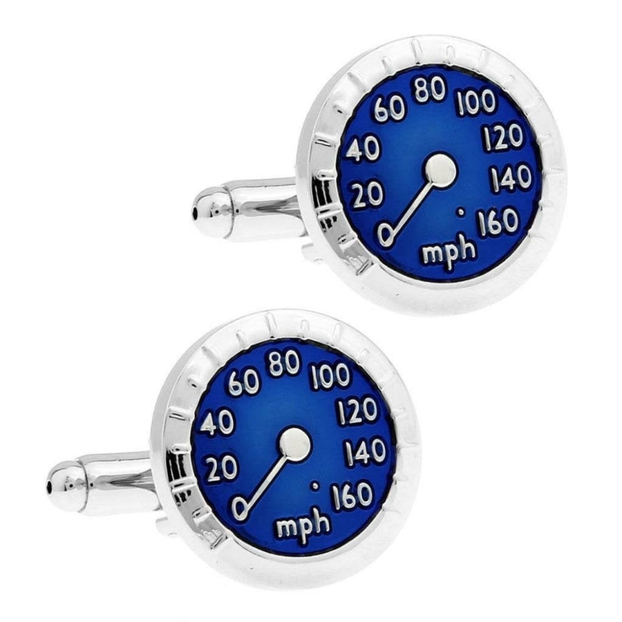 Speedometer Blue Auto Racing Cuff Links Motor Driver Speed Gears Cufflinks Cufflinks Image 1