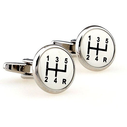 Gear Shifter Black and White Car Gears Shift Automobile 5 Speed Manual Shifter One of Kind Cufflinks Cufflinks Image 3
