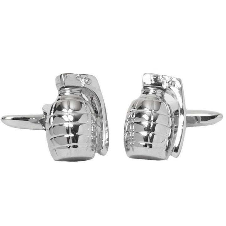 Hand Grenade Cufflinks 3D Army Silver Jewelry Fun Cool Unique Clever Cuff Links Comes with Gift Box Image 1