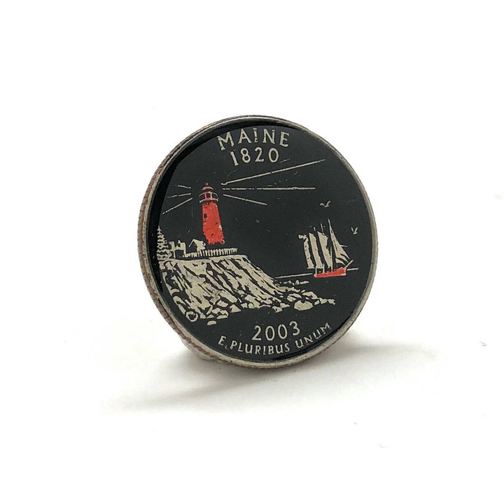 Coin Pin Maine Lapel Pin Hand Painted State Quarter Enamel Coin Lapel Pin Tie Tack Travel Souvenir Coins Collector Cool Image 2