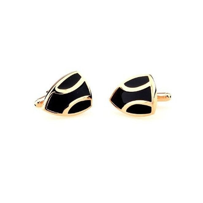 Rose Gold Black Enamel Shield  Cufflinks Western Tribal Shield Solid Design Heavy Weight Design Cuff Links Comes with Image 2