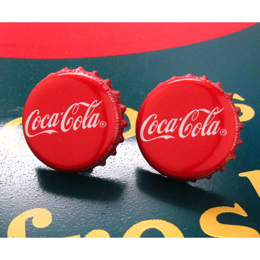 Coke Cufflinks Coca Cola Soda Drink Bottle Cap Cuff Links Image 1