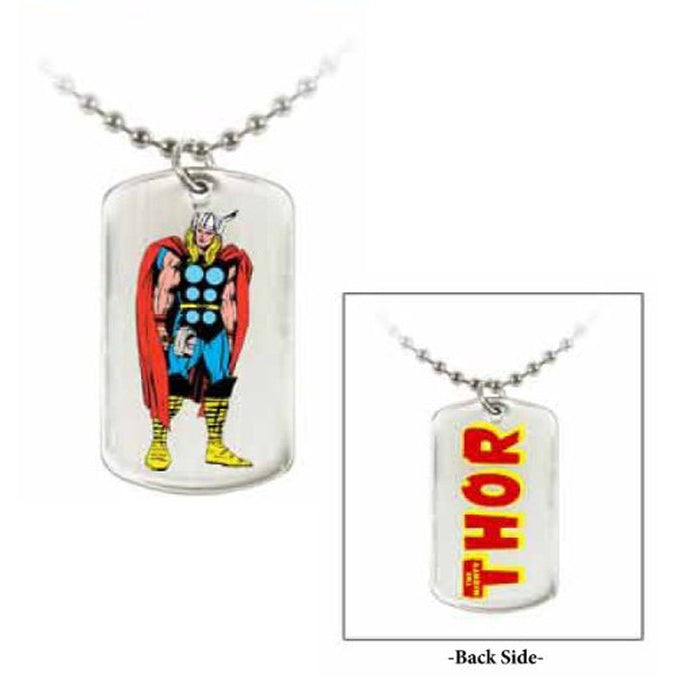 Dog Tag Marvel Comics Standing Thor Dog Tag Comic Chain Double Sided Pendant Necklace vintage jewelry Image 1