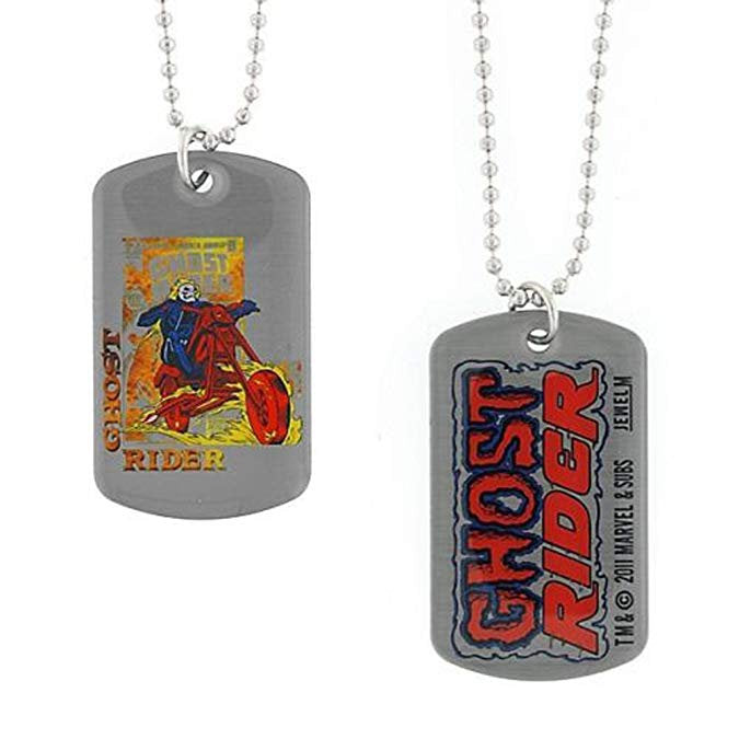 Dog Tag Marvel Comics Ghost Rider Motorcycle Fire Poster Double Sided Dog Tag Pendant Necklace vintage jewelry Image 1