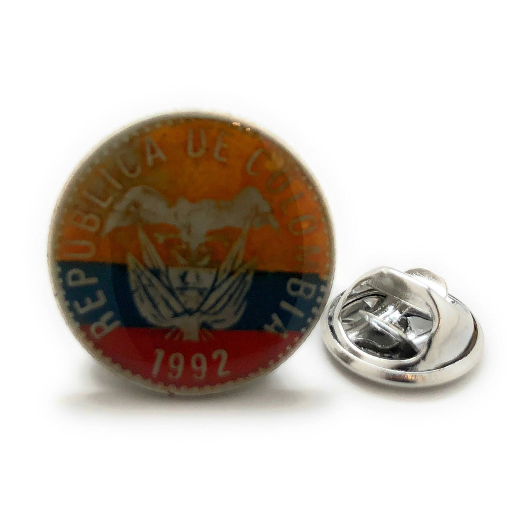 Columbia Coin Birth Year Enamel Pin Hand Painted Columbia Enamel Coin Lapel Pin Tie Tack Colombian Collector Pins Comes Image 1