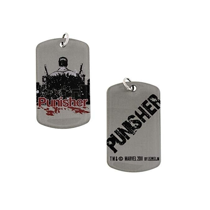 Dog Tag Comics Punisher Dog Tag Dogtags Double-sided Back with Chain vintage jewelry Image 1