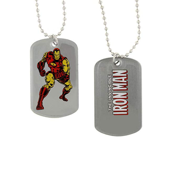 Dog Tag Iron Man Flying Dog Tag Necklace Double Sided DogTag Marvel Comics vintage jewelry Tony Stark Superhero Image 1