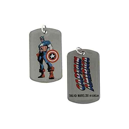 Dog Tag Marvel Comics Captain America Stand and Fight Double Sided Dog Tag 1942 vintage jewelry w chain Image 1