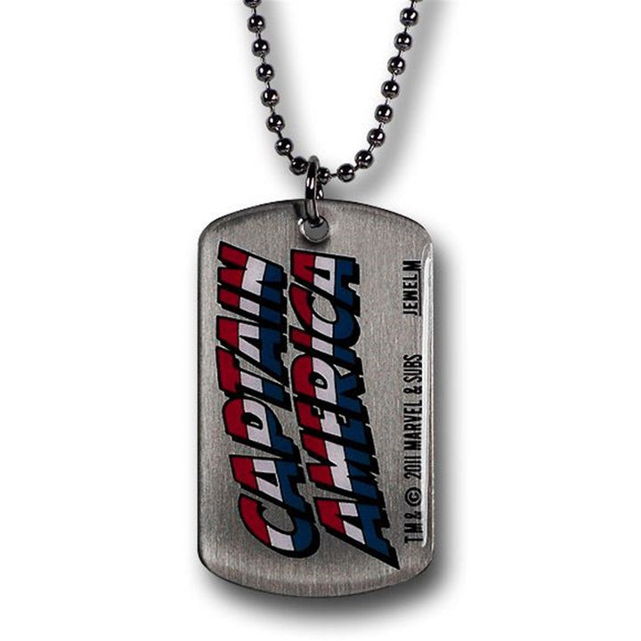 Dog Tag Marvel Comics Captain America Iconic Red White and Blue Shield Double Sided Dog Tag Necklace circa 1942 vintage Image 2
