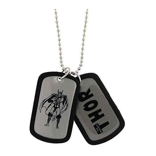Dog Tag Marvel Comics Mighty Standing Thor Black Double Dog Tag Necklace Pendant vintage jewelry Image 1