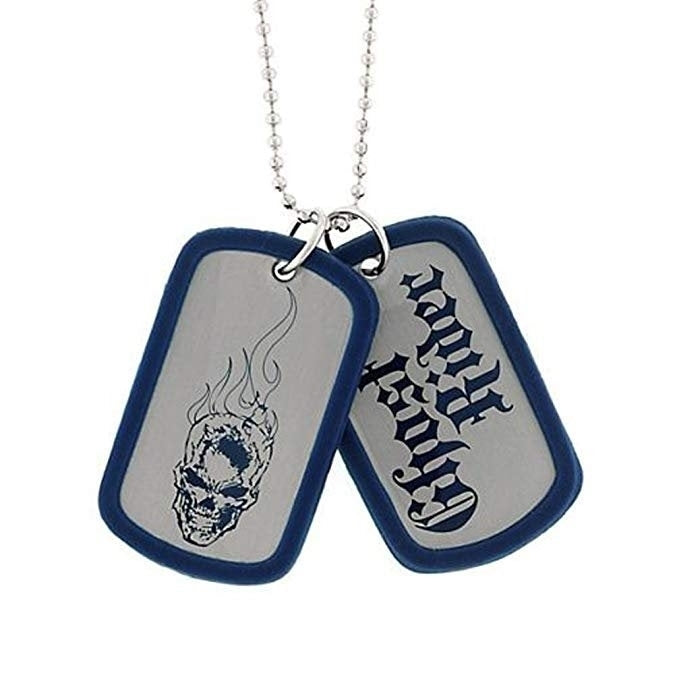 Dog Tag Marvel Comics Ghost Rider Blue Skull Double Dog Tags Pendant Necklace vintage jewelry Image 1