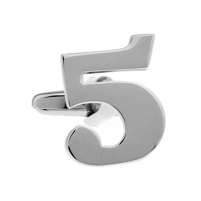 Silver Tone Number "5" Cufflinks Silver Tone  5 Cut Numbers Personal Cuff Links Image 1