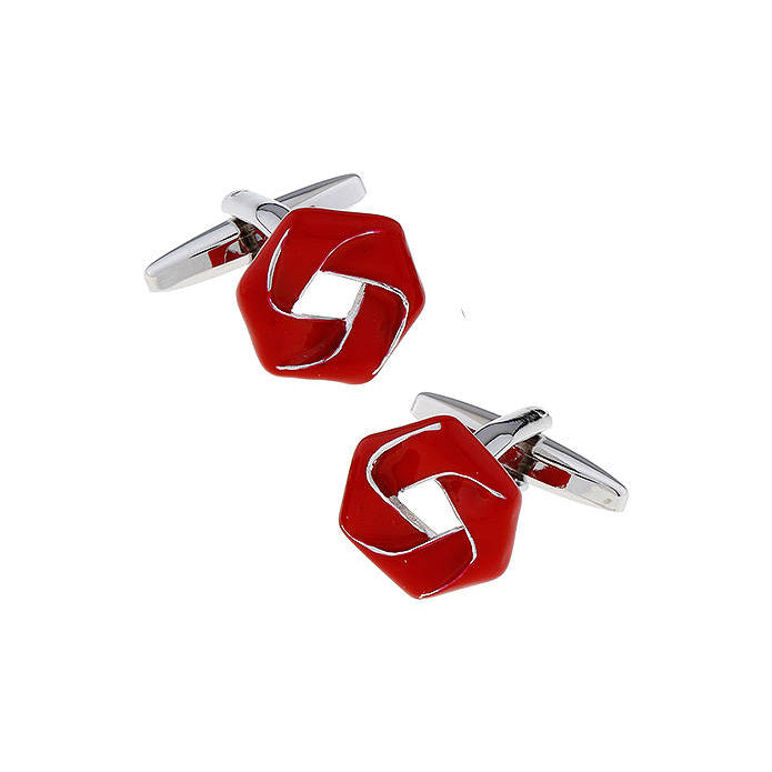 Red and Silver Trim Infinity Ribbon Cufflinks Lovers Knot Wedding Cuff Link Eternally Yours Comes with Gift Box Image 1