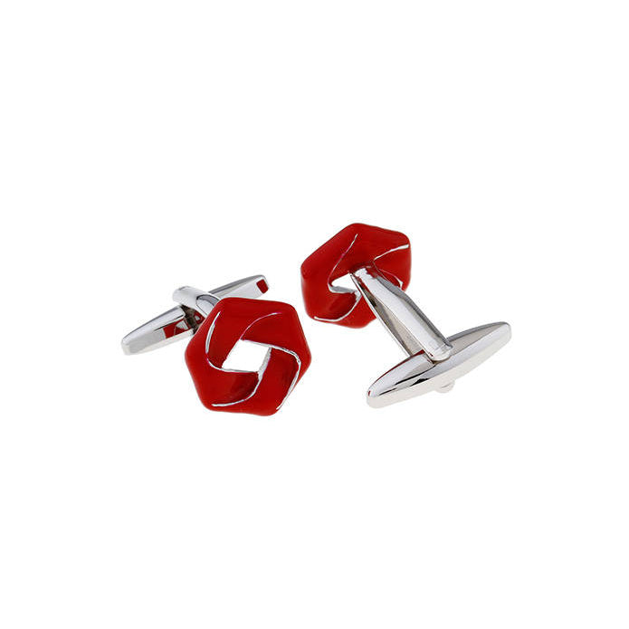 Red and Silver Trim Infinity Ribbon Cufflinks Lovers Knot Wedding Cuff Link Eternally Yours Comes with Gift Box Image 2