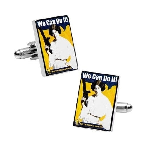 Star Wars Poster Cufflinks Silver Space We Can Do It Princess Leah Propaganda Poster Cool Comes Box Image 1
