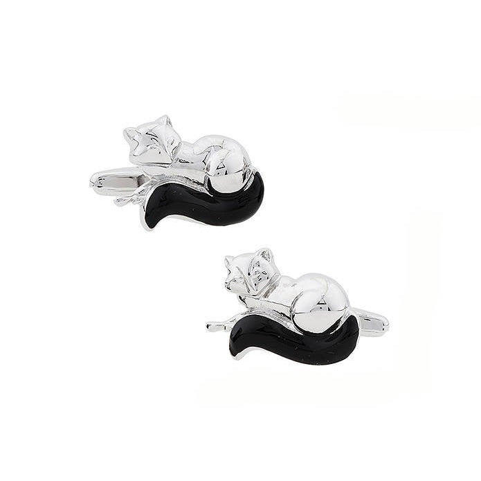 Lovers Fox Cufflinks Lucky Fox Brings Love to Owner and Very Good Fortune Cuffs Links Comes with Gift Box Silver Tone Image 1