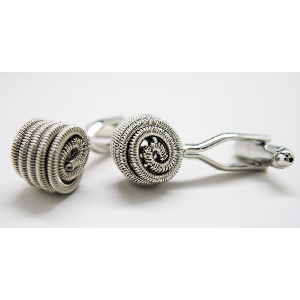 Executive Coiled Silver Spring Cufflinks Image 2