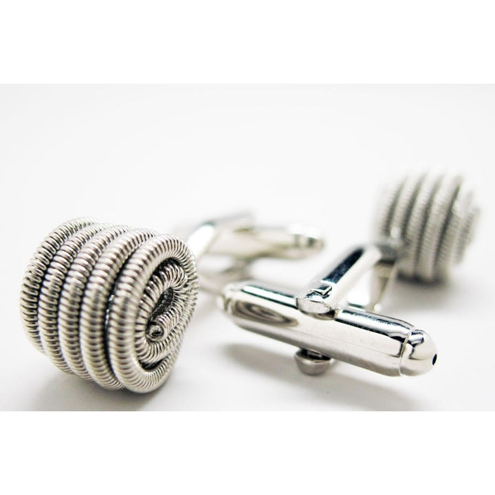 Executive Coiled Silver Spring Cufflinks Image 3
