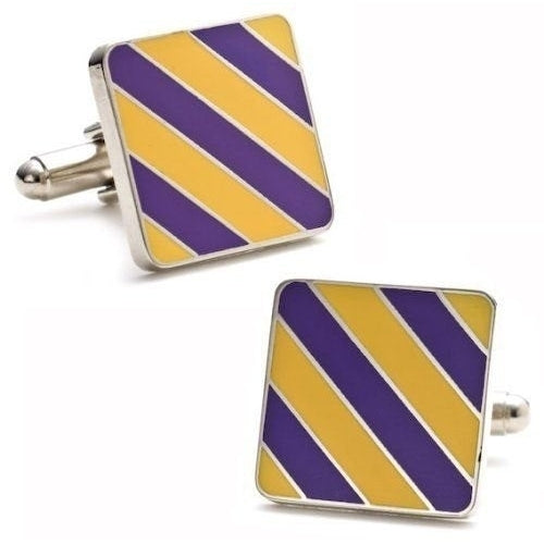 Professional Yellow Purple Repp Stripe Cufflinks Cuff Links Image 1
