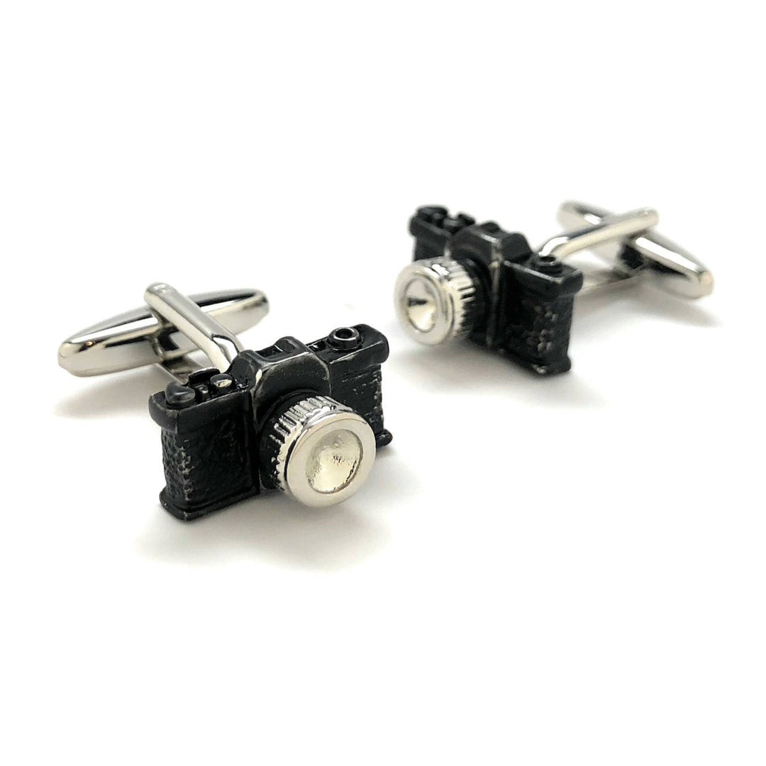 Old School Black Enamel Camera 35mm Cufflinks Cool Photographer Fun Cuff Links Comes with Gfit Box Image 2