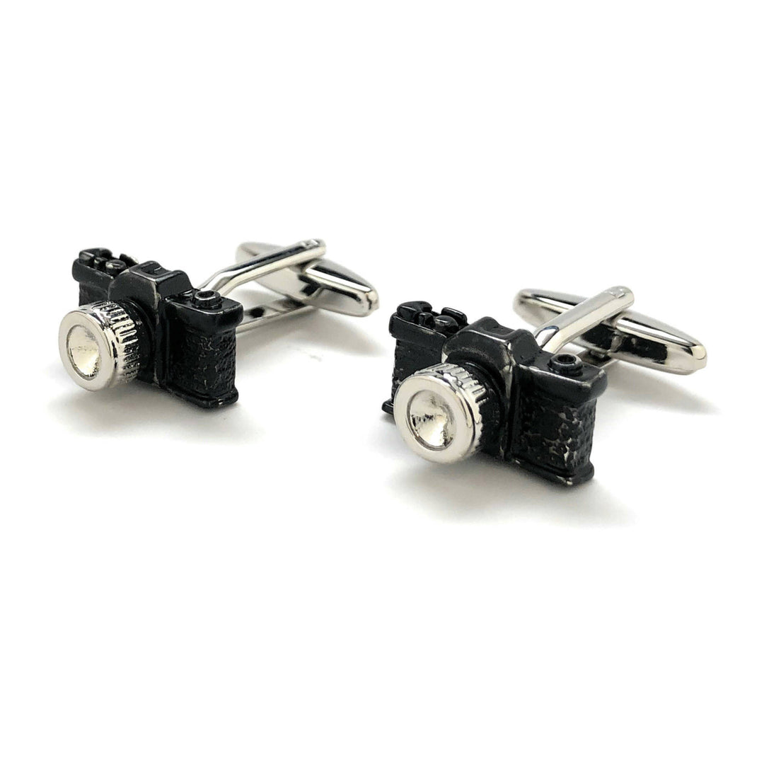 Old School Black Enamel Camera 35mm Cufflinks Cool Photographer Fun Cuff Links Comes with Gfit Box Image 4