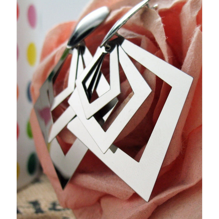 Clubn Vortex Earrings Silver Sparkling Drop Triangle Earrings Womens Jewelry Image 3