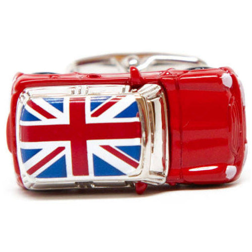 Red Mini Cufflinks Classic Car Cufflinks with Union Jack Flag UK British Britain Red Enamel 3D Detailed Design Cuff Image 4