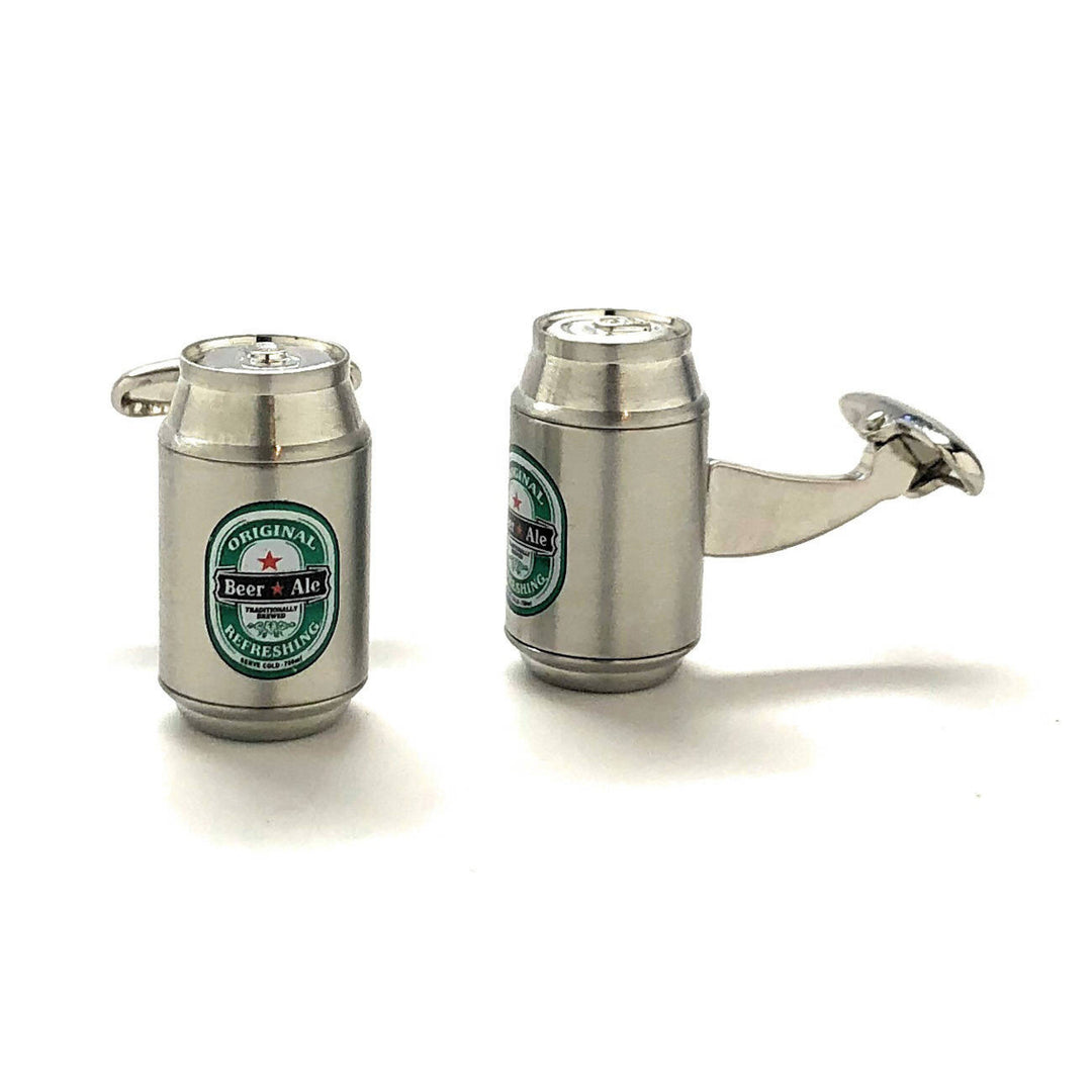 Beer Can Cufflinks Ice Cold Beer Ale Alcohol Party Good Times Cuff Links Cool Fun 3D Design Detailed Comes Gift Box Image 2