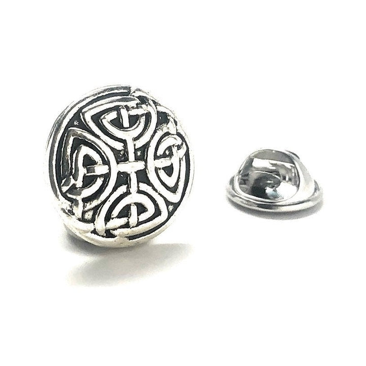 Enamel Pin Black Silver Celtic Knot Lovers Label Pin Danish Waves of the Sea for Groom Father of the Bride Wedding Image 1