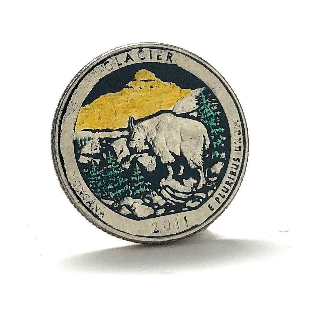 Coin Pin Glacier National Park US Quarter Enamel Coin Lapel Pin Tie Tack Travel Souvenir Coins Keepsakes Cool Fun Comes Image 2