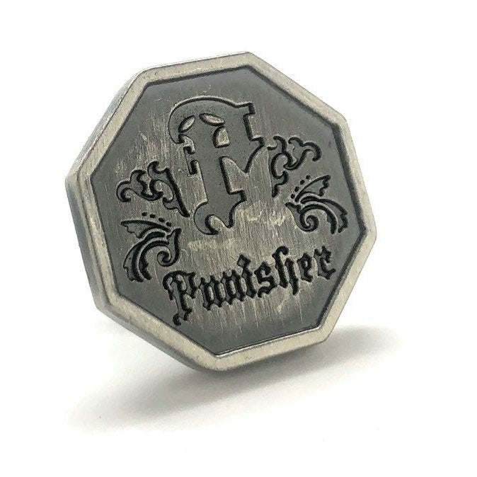 Enamel Pin Punisher Lapel Pin Pewter with Black Enamel Skeleton Tie Tac Collector Pin 3D Comes with Gift Box Image 2
