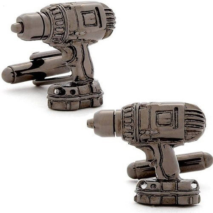 Gunmetal Drill Cufflinks Construction Home Builder Building Power Tool Cuff Links Comes with Gift Box Image 1