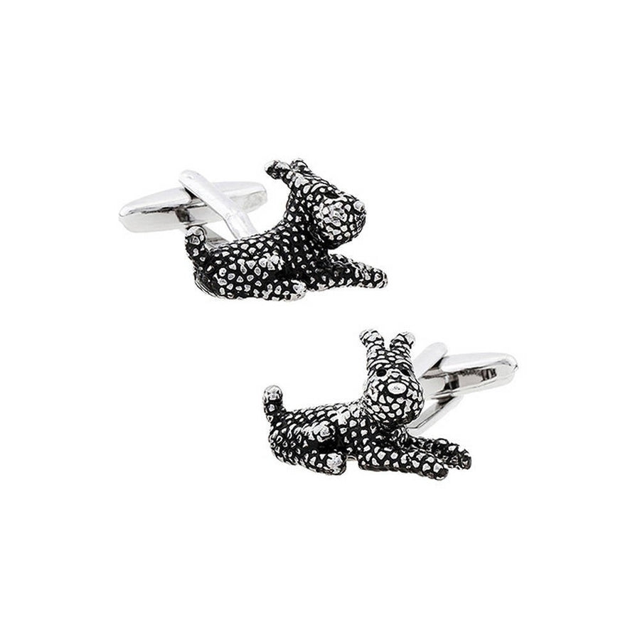 Lucky Happy Dog Cuff Links 3-D Pewter Antique Tone Cufflinks Image 1