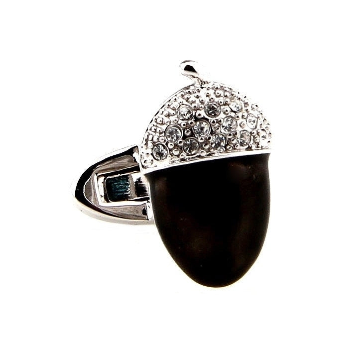 Black Acorn Cufflinks Chestnuts Cufflinks with Crystals Formal Wear Cufflinks Cuff Links Image 1