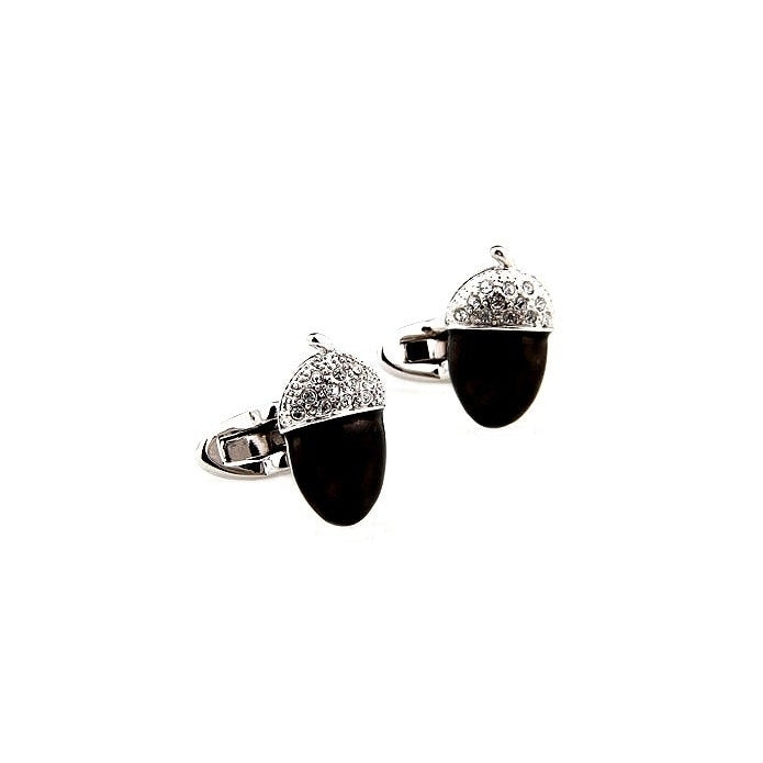 Black Acorn Cufflinks Chestnuts Cufflinks with Crystals Formal Wear Cufflinks Cuff Links Image 2