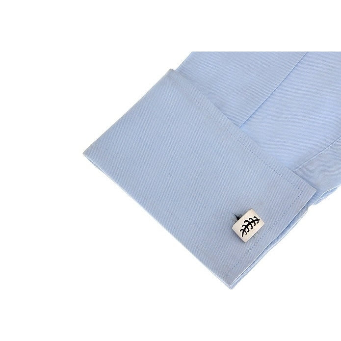 Classic Silver Thick Wedge w Baseball Royal Blue Stitched Cufflinks Cuff Links Image 3