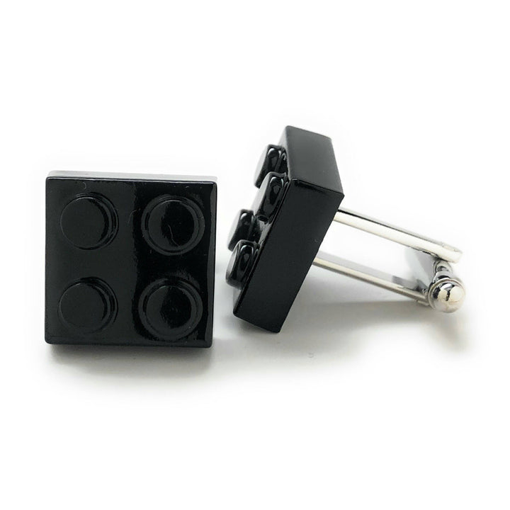 Block King Cufflinks Brick Nerdy Party Master Black Edition Engineer Whale Tail Backing Fun Cuff Links Comes with Gift Image 2