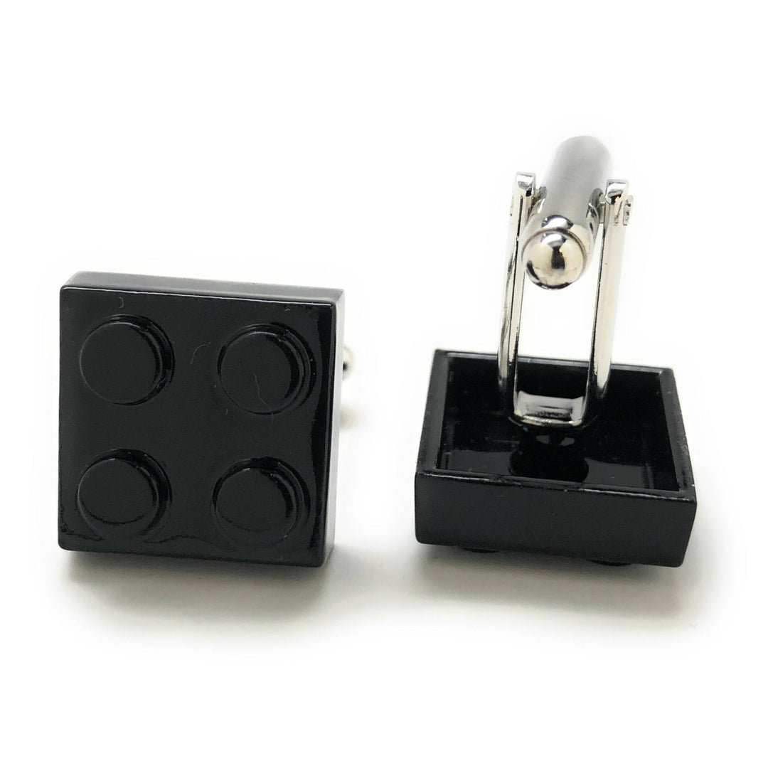 Block King Cufflinks Brick Nerdy Party Master Black Edition Engineer Whale Tail Backing Fun Cuff Links Comes with Gift Image 3