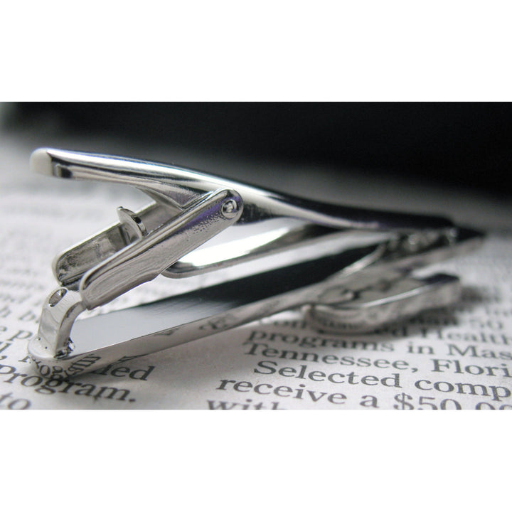 Tie Clip Pi Symbol Tie Clip 3.14  Shiny Silver Tone Tie Bar Dress up for Success Tie Clasp Comes with Gift Box Image 3
