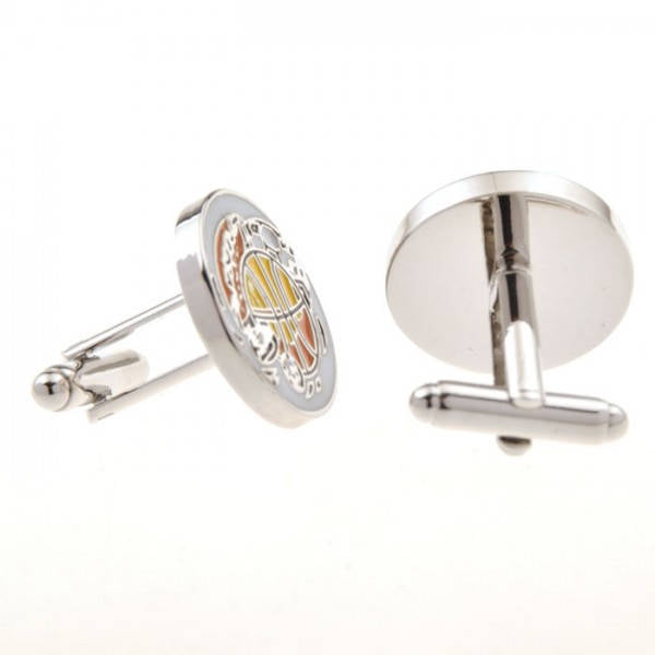 Sports Nuts Cufflinks Basketball Football Hockey Golf Soccer Circular Design 3D Silver Tone Sport Cool Fun Competition Image 2