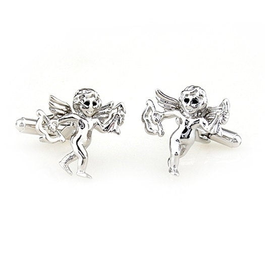 Silver Tone Lovers Cupid Cufflinks Cuff Links Lovers Wedding Cuff Links Groom Father Bride Wedding Anniversary Comes Image 2