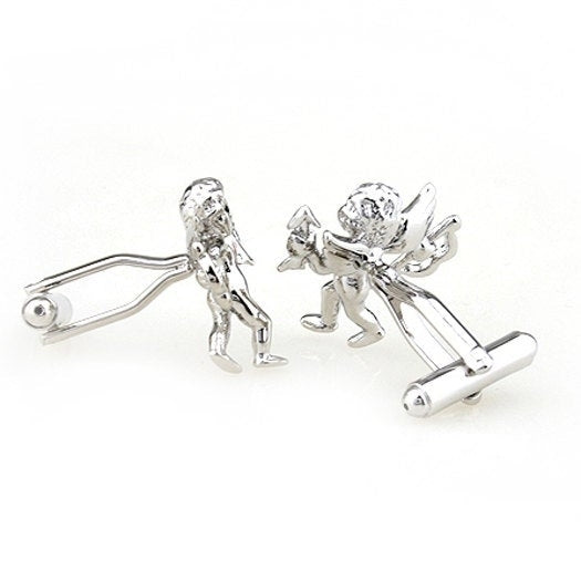 Silver Tone Lovers Cupid Cufflinks Cuff Links Lovers Wedding Cuff Links Groom Father Bride Wedding Anniversary Comes Image 3