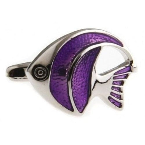 Silver Purple Angelfish Cufflinks Saltwater Fish Ocean Reef Cufflinks Image 1