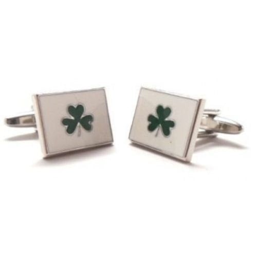 St Patricks Day Three Leaf Clover Flag Irish Cufflinks Cuff Links Image 1