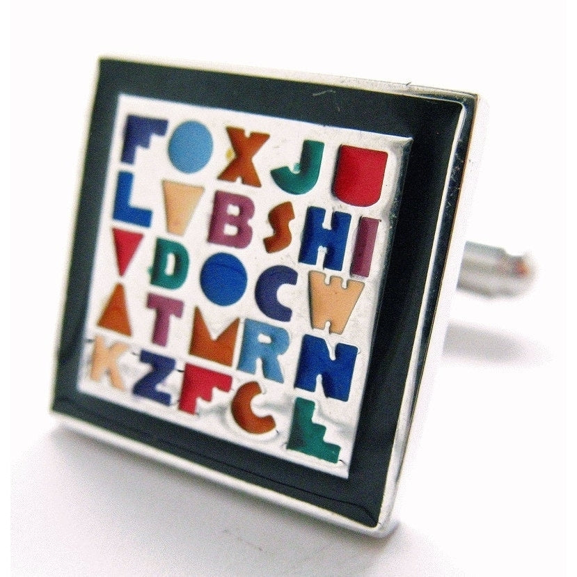 Letter Puzzle Cufflinks Multi Color Game Cool Cuff Links Nerdy Party Master Image 1