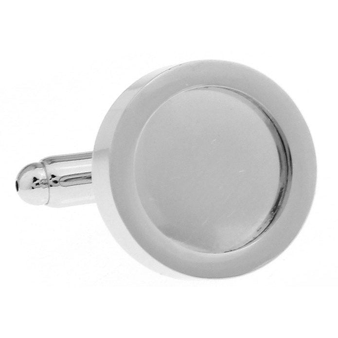 Classic Round Photo Frame Silver Cufflinks Cuff Links Ready to Frame a Picture Image 1