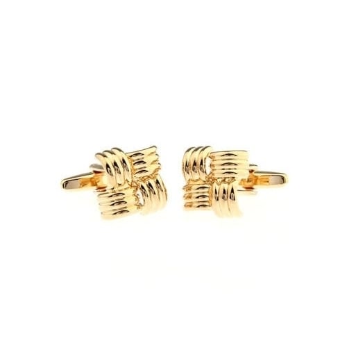 All Squared Up Gold Tone Twined Curved Classic Gentlemen Cufflinks Cuff Links Image 1