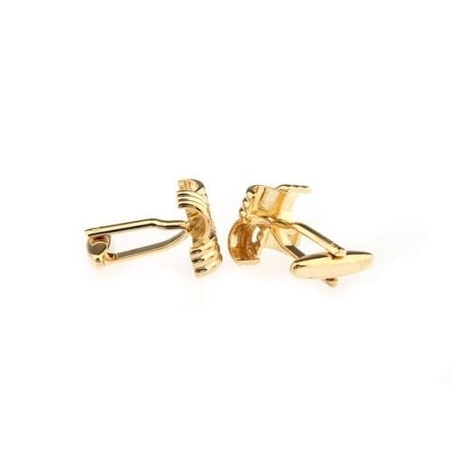 All Squared Up Gold Tone Twined Curved Classic Gentlemen Cufflinks Cuff Links Image 2